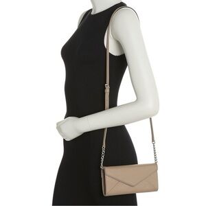 Rebecca Minkoff Cleo Saffiano Crossbody Wallet on a Chain in Sandrift